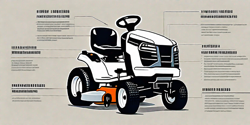 A husqvarna yth2348 lawn tractor with five distinct parts (like the engine