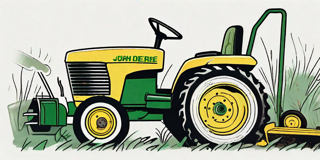 A john deere 425 lawn tractor with some visible issues like a flat tire